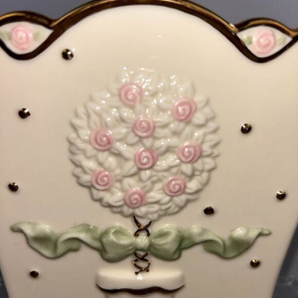 The Lenox Gold Club 7" Flower Pot With Topiary Design Fine Ivory China Gold 2001 - Picture 2 of 16